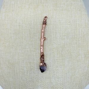Electroformed Copper Amethyst Gemstone Wand Stick Pendant